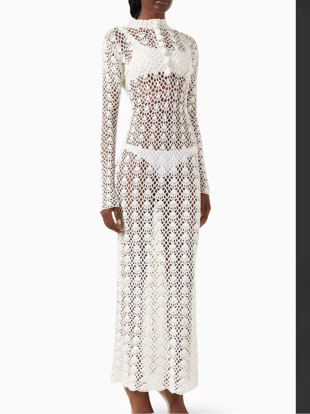 Paris Georgia White Crochet Long-Sleeve Maxi Dress XS NWT - Picture 2 of 6